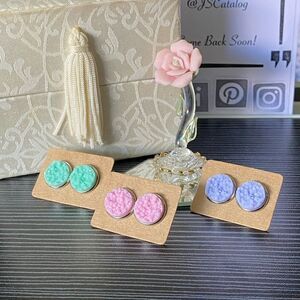 Chunky Druzy Stainless Steel Round Studs Earrings